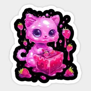 Cat Strawberry Plushies Sticker